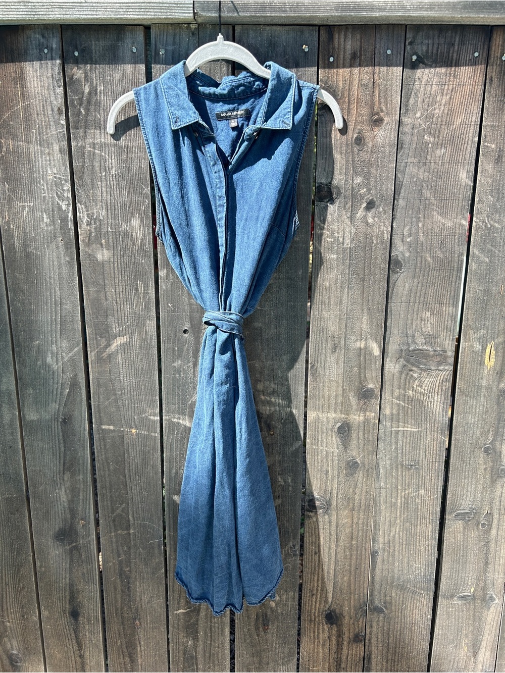 Banana Republic sleeveless, denim dress with tied waist, size 6
